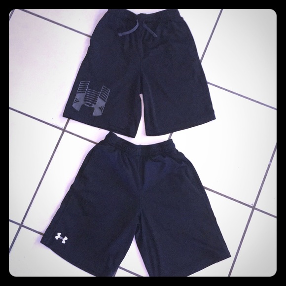 Two pairs UNDER ARMOUR Boys shorts Black - Picture 1 of 7